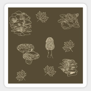 Woodland Mushrooms Brown 1 Sticker